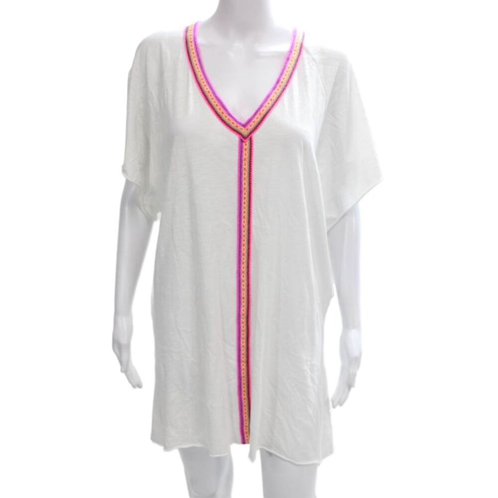 Pitusa Women Tunic Cover Up White 75% Pima Cotton 25% Modal Size One Size